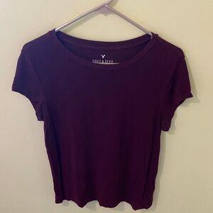 American Eagle Outfitters Rich Plum Short Sleeve Tee